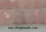 CRQ686 15.5 inches 8*14mm faceted rondelle rose quartz beads