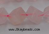 CRQ694 15.5 inches 10*10mm cube rose quartz beads wholesale