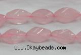 CRQ70 15.5 inches 8*16mm twisted rice natural rose quartz beads