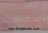 CRQ706 15.5 inches 14*31mm carved column rose quartz beads