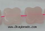 CRQ714 15.5 inches 20*20mm carved flower rose quartz beads