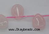 CRQ719 Top drilled 15*20mm flat teardrop rose quartz beads