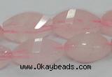 CRQ72 15.5 inches 12*24mm twisted rice natural rose quartz beads