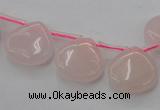 CRQ721 Top drilled 15*15mm flat teardrop rose quartz beads