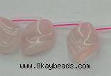 CRQ732 Top drilled 15*20mm twisted marquise rose quartz beads