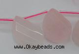 CRQ735 18*25mm faceted & twisted flat teardrop rose quartz beads