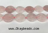 CRQ762 15.5 inches 35mm flat round rose quartz beads