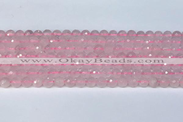 CRQ796 15.5 inches 6mm faceted round rose quartz gemstone beads