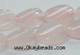 CRQ80 15.5 inches 15*20mm twisted oval natural rose quartz beads