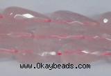 CRQ810 15.5 inches 12*25mm faceted teardrop rose quartz beads