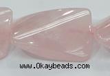 CRQ84 15.5 inches 30*40mm twisted rectangle natural rose quartz beads