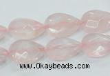 CRQ87 15.5 inches 12*18mm faceted teardrop natural rose quartz beads