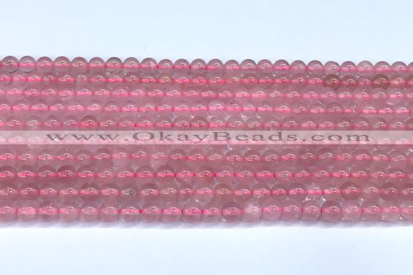 CRQ890 15 inches 4mm round Madagascar rose quartz beads