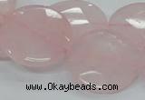 CRQ97 15.5 inches 25mm faceted flat round natural rose quartz beads