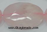 CRQ99 15.5 inches 50mm faceted flat round natural rose quartz beads