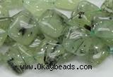 CRU103 15.5 inches 12*12mm diamond green rutilated quartz beads