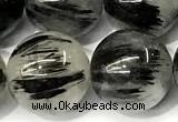 CRU1068 15 inches 12mm round black rutilated quartz beads