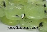 CRU121 15.5 inches 25*25mm faceted square green rutilated quartz beads