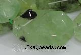 CRU129 15.5 inches 22*38mm faceted rectangle green rutilated quartz beads