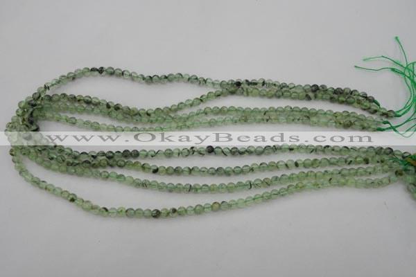 CRU145 15.5 inches 4mm round green rutilated quartz beads