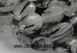 CRU15 15.5 inches 12*16mm faceted oval black rutilated quartz beads