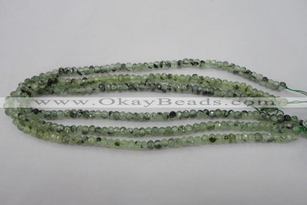 CRU161 15.5 inches 4*6mm faceted rondelle green rutilated quartz beads