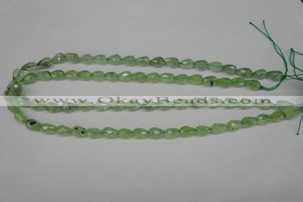 CRU171 15.5 inches 7*10mm faceted teardrop green rutilated quartz beads