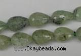 CRU173 15.5 inches 10*14mm faceted teardrop green rutilated quartz beads