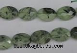 CRU188 15.5 inches 10*14mm faceted oval green rutilated quartz beads