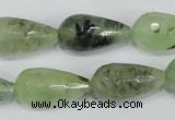 CRU215 15 inches 12*22mm faceted teardrop green rutilated quartz beads