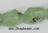 CRU218 15*20mm – 18*25 faceted nuggets green rutilated quartz beads