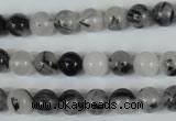 CRU303 15.5 inches 8mm round black rutilated quartz beads