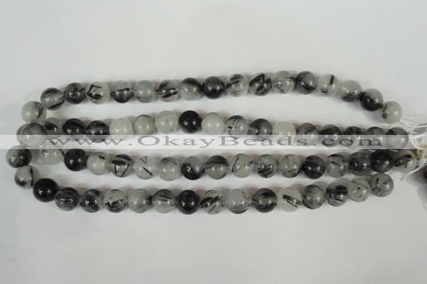 CRU305 15.5 inches 12mm round black rutilated quartz beads