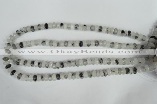 CRU323 15.5 inches 5*8mm rondelle black rutilated quartz beads