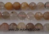 CRU403 15.5 inches 10mm faceted round Multicolor rutilated quartz beads