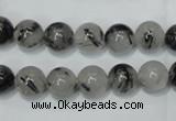 CRU51 15.5 inches 6mm round black rutilated quartz beads wholesale