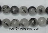 CRU52 15.5 inches 8mm round black rutilated quartz beads wholesale