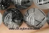 CRU540 15.5 inches 12mm round black rutilated quartz beads wholesale