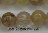 CRU554 15.5 inches 12mm round golden rutilated quartz beads