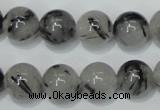 CRU56 15.5 inches 16mm round black rutilated quartz beads wholesale