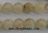 CRU582 15.5 inches 8mm round golden rutilated quartz beads