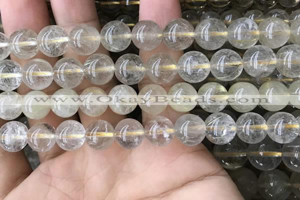 CRU632 15.5 inches 10mm round golden rutilated quartz beads