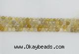 CRU667 15.5 inches 6mm faceted round golden rutilated quartz beads