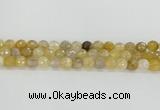 CRU668 15.5 inches 8mm faceted round golden rutilated quartz beads