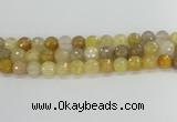 CRU669 15.5 inches 10mm faceted round golden rutilated quartz beads