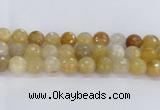 CRU671 15.5 inches 14mm faceted round golden rutilated quartz beads