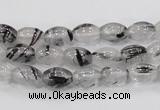 CRU71 15.5 inches 8*10mm rice black rutilated quartz beads wholesale