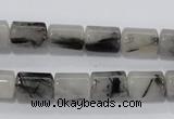 CRU74 15.5 inches 8*12mm column black rutilated quartz beads