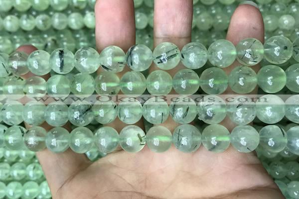 CRU813 15.5 inches 10mm round green rutilated quartz beads