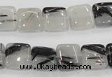 CRU85 15.5 inches 12*12mm square black rutilated quartz beads